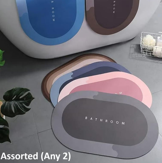 Water Absorbing Anti Slip Floor Mat, Bath Mat | Cushion Mat Super Absorbent Soft Carpet, Quick Dry Dirt Barrier For Bathroom Home, Office (40X60Cm, Assorted Color any 2)